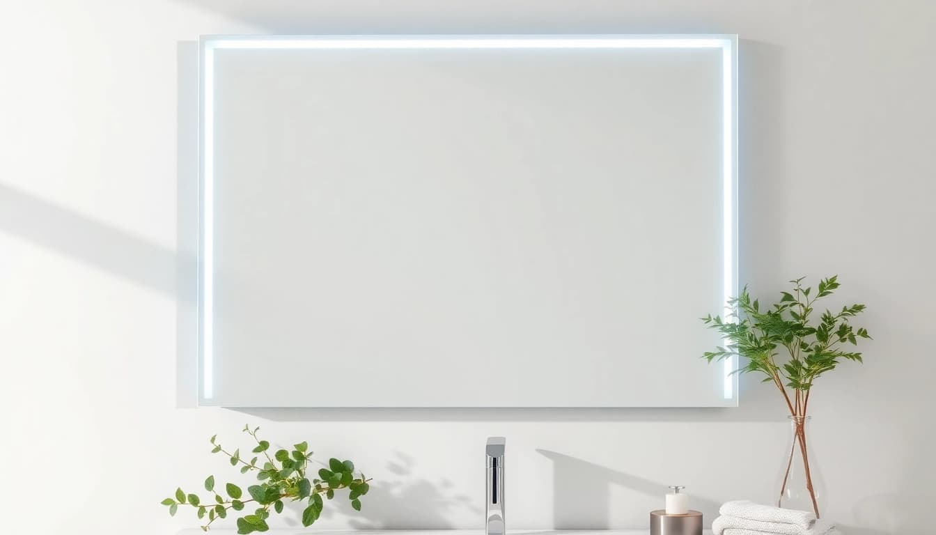 Enhancing a modern bathroom with a sleek mirror and led lights illumination.