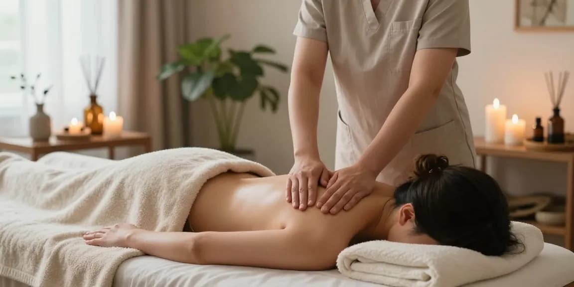 Relaxing 안양출장맛사지 experience at home, showcasing skilled therapist and tranquil ambiance.
