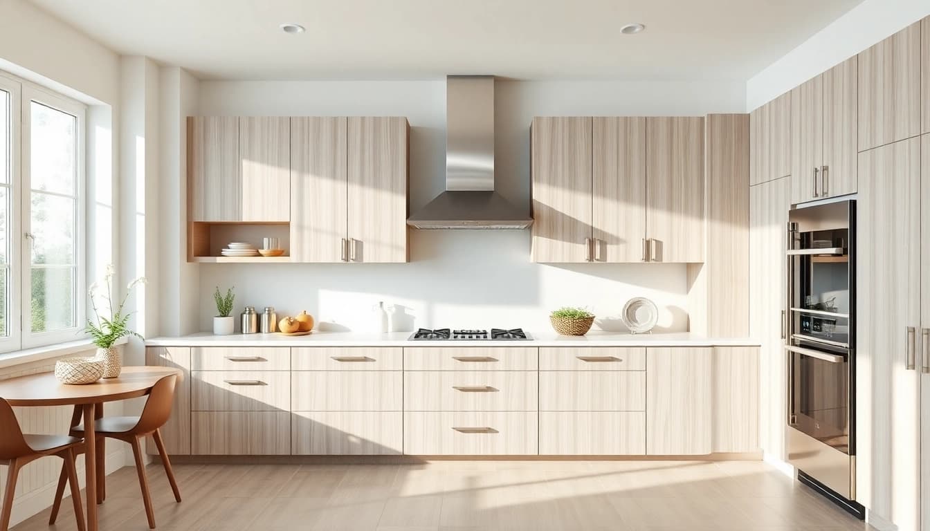 Cabinet Refacing Clearwater FL: Newly refaced kitchen cabinetry enhances modern kitchen aesthetics.
