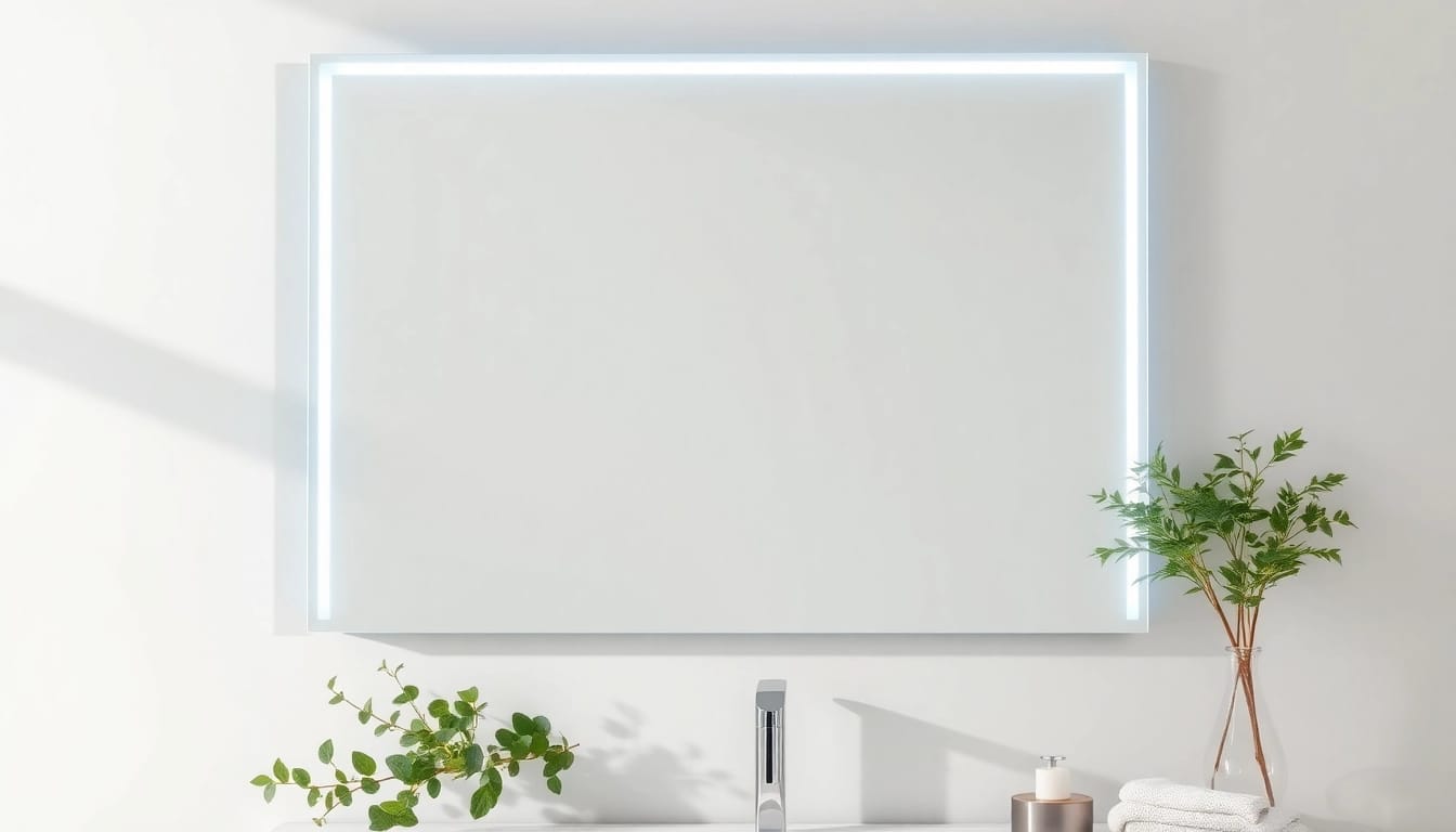 Enhancing a modern bathroom with a sleek mirror and led lights illumination.