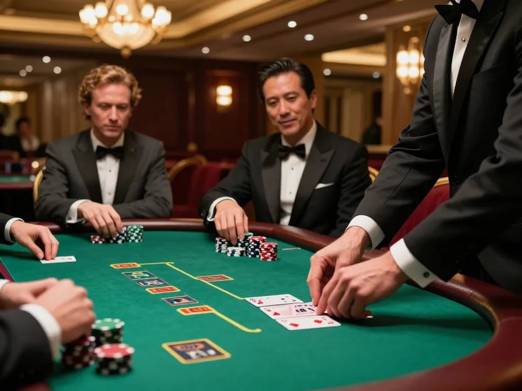 Players engaging in strategic blackjack gameplay at TG88 casino table with dealer in action.