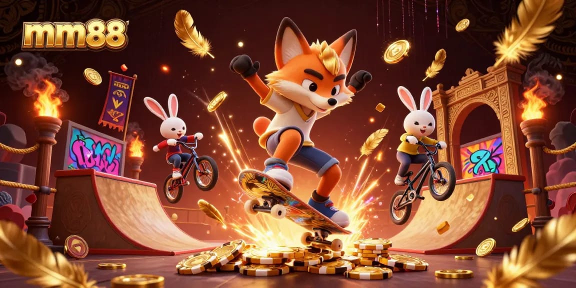 Experience mm88 with thrilling gaming, animated characters, and vibrant casino elements in a dynamic scene.