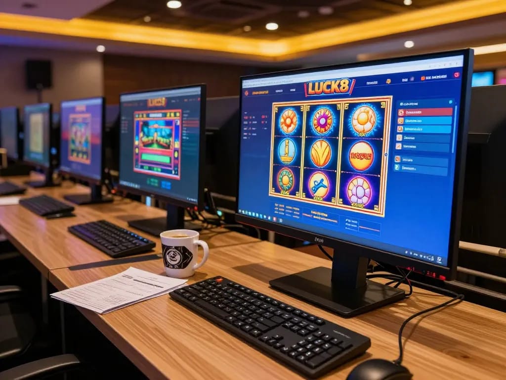 Engage in dynamic gameplay at LUCK8 online casino, showcasing gaming setup.