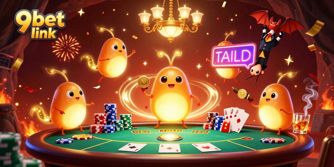 Join the excitement at the 9bet link casino with glowing characters and vibrant game elements!