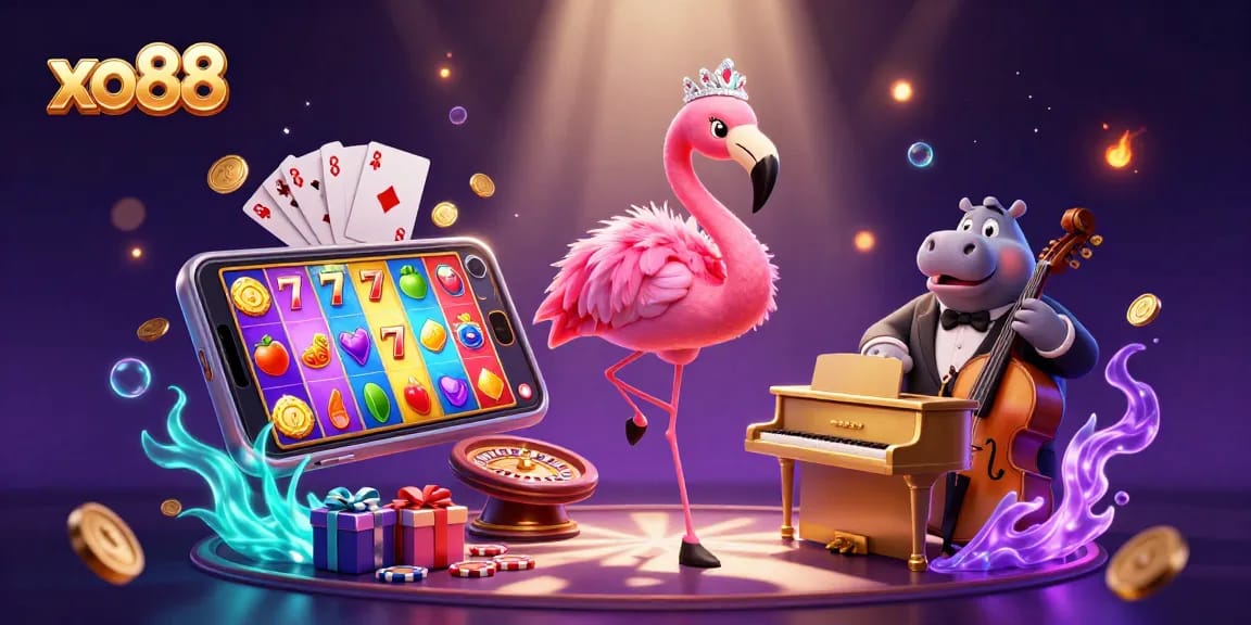 Experience vibrant gameplay with xo88, featuring a colorful slot game and dynamic casino elements.