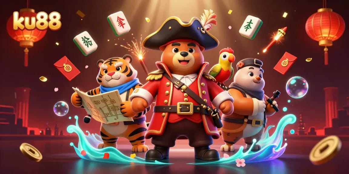 Playing games and winning big at ku88 online with vibrant characters and exciting elements in a dynamic casino scene.