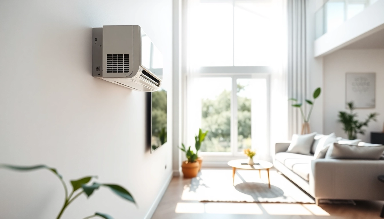Efficient mini split ac unit installed in a stylish modern living room.