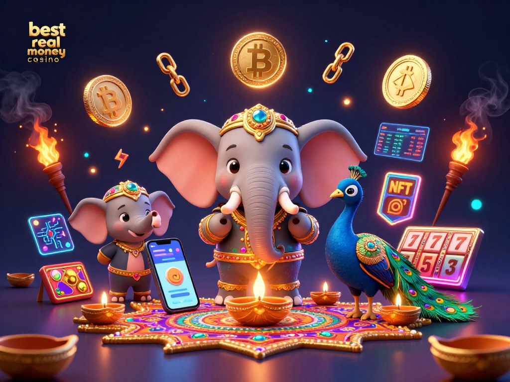 Join the best real money casino adventure with vibrant scenes of thrilling slot games.