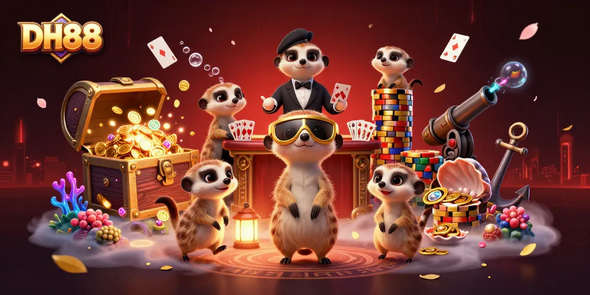 Experience the excitement at DH88 with meerkats running an elaborate casino operation amidst stunning visual elements.