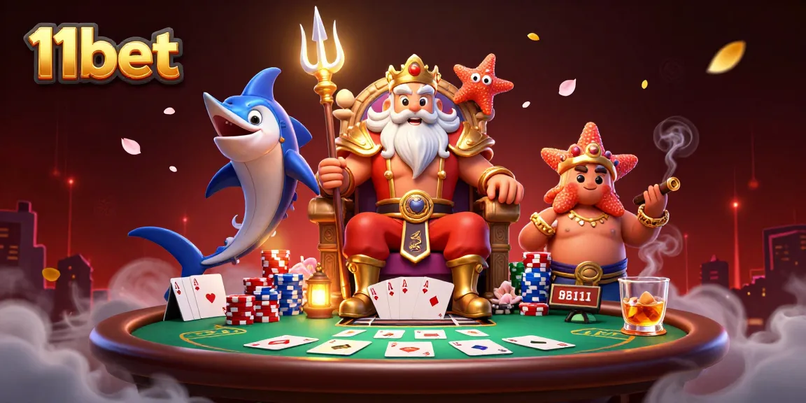 Experience thrilling adventures with 11bet in this lively online poker scene featuring Neptune.