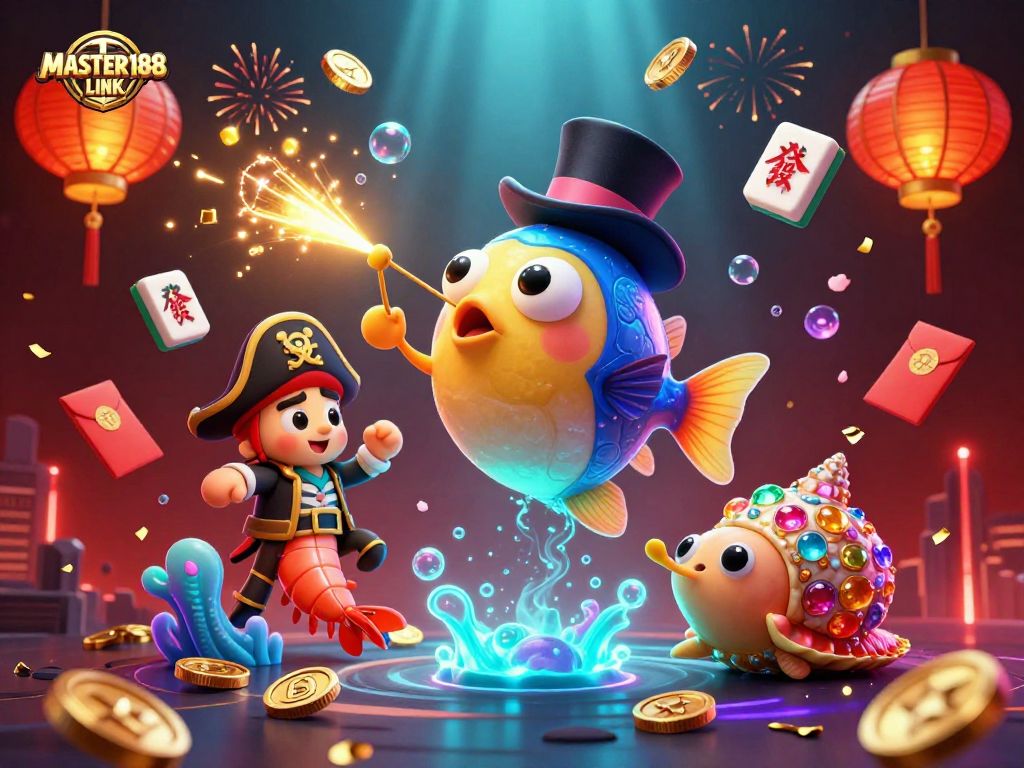 Engage with the excitement of MASTER188 LINK while winning with golden coins surrounded by animated sea creatures.