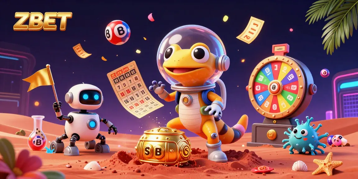 ZBET brings excitement with a Martian gecko discovering a golden casino on Mars.
