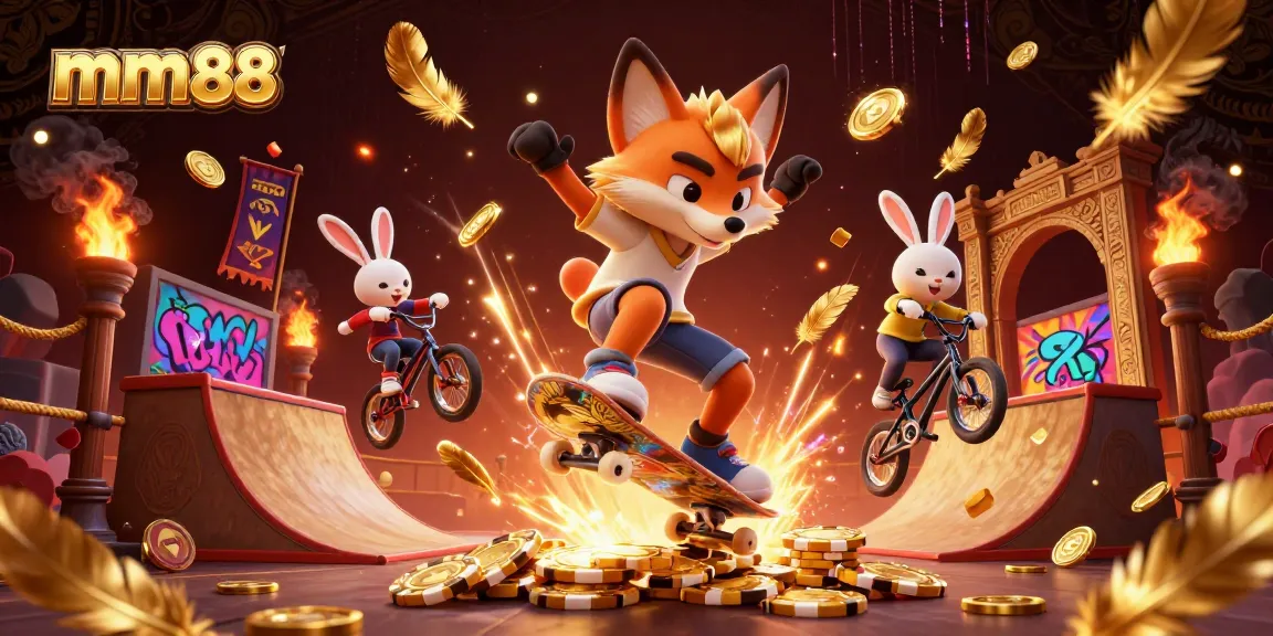 Experience mm88 with thrilling gaming, animated characters, and vibrant casino elements in a dynamic scene.