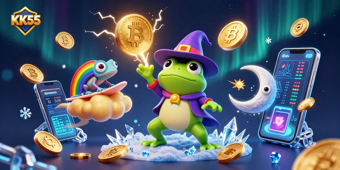 KK55 showcases exciting online gaming with golden coins storming around unique characters.
