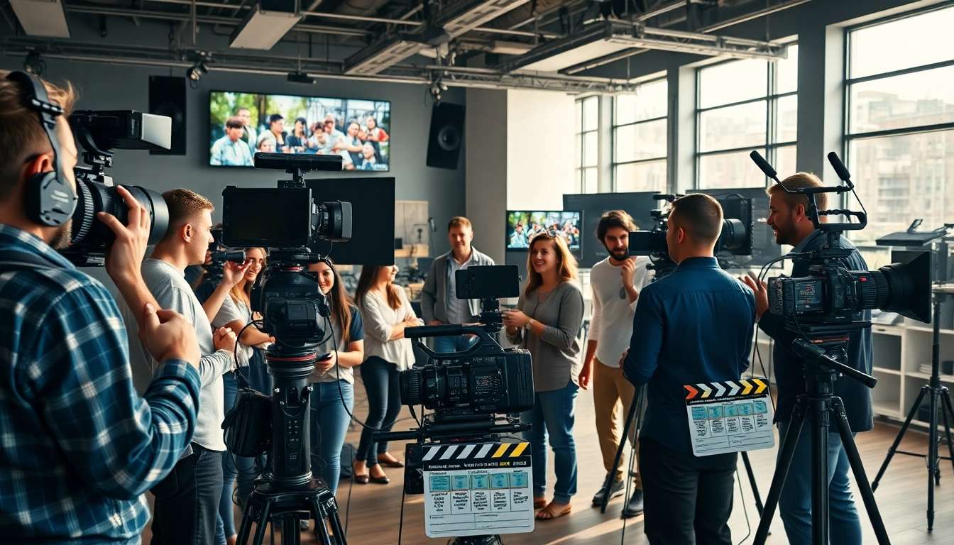 Experience professional video production with skilled team in a vibrant studio setting.