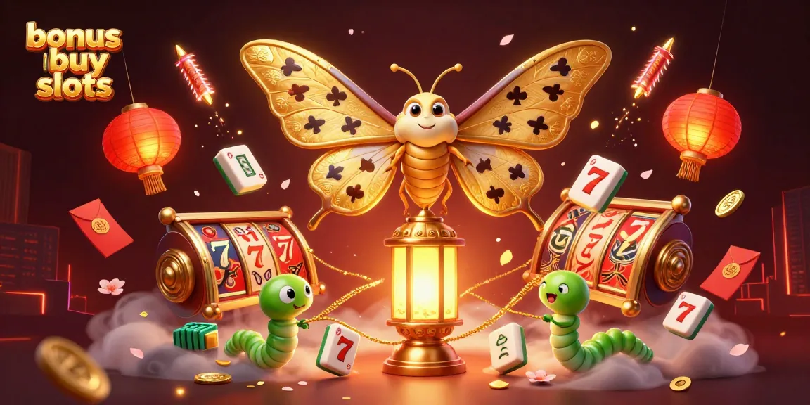 Engage with bonus buy slots featuring a vibrant scene with golden elements and a majestic moth.