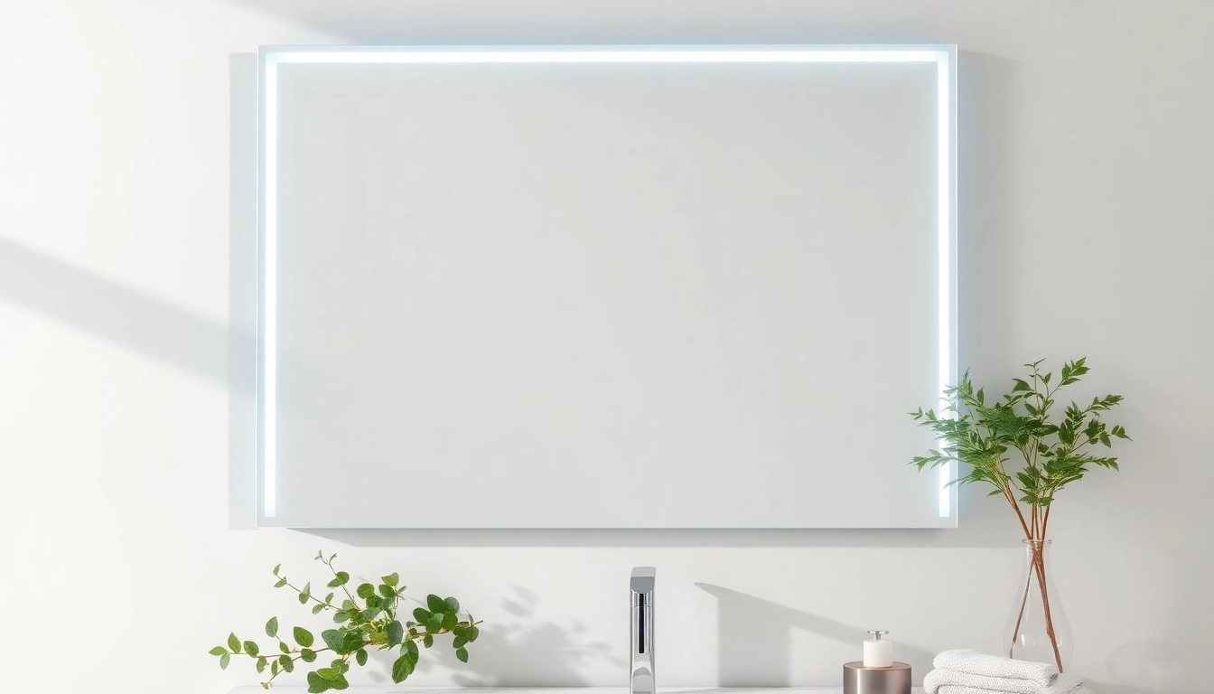 Enhancing a modern bathroom with a sleek mirror and led lights illumination.