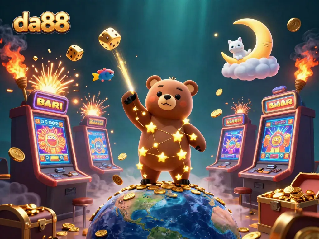 Collect golden coins with da88 and enjoy thrilling jackpots in this vibrant casino illustration.