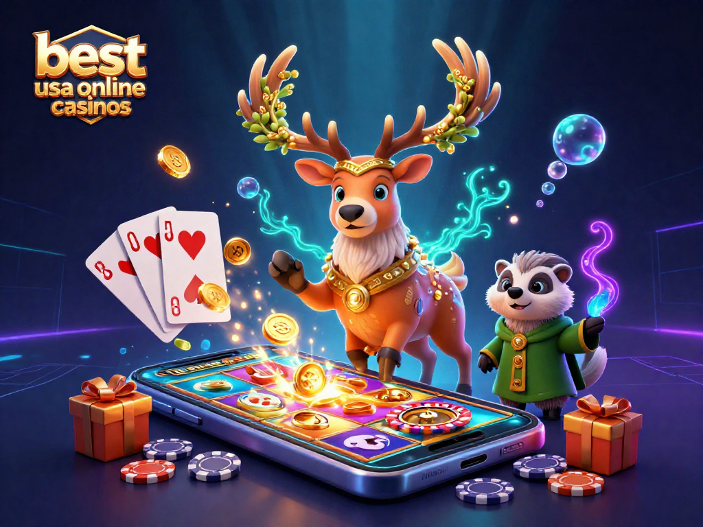 Experience the excitement of best USA online casinos with vibrant 3D characters and interactive game elements.