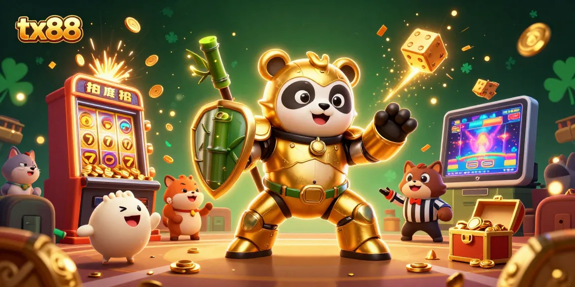 Engage in dynamic gameplay at tx88 with exciting slot machine action in this colorful illustration.