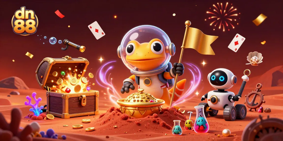 Experience exciting gameplay on dn 88 with the Martian gecko discovering a golden casino.