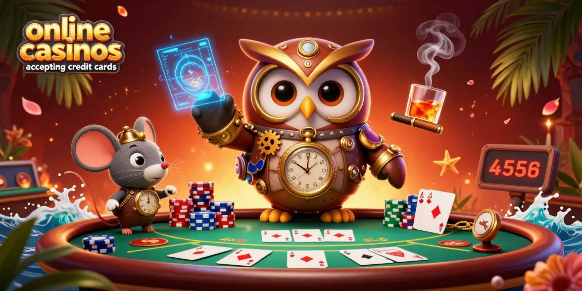 Engage with online casinos accepting credit cards in this vibrant 3D illustration featuring a time-traveling owl.