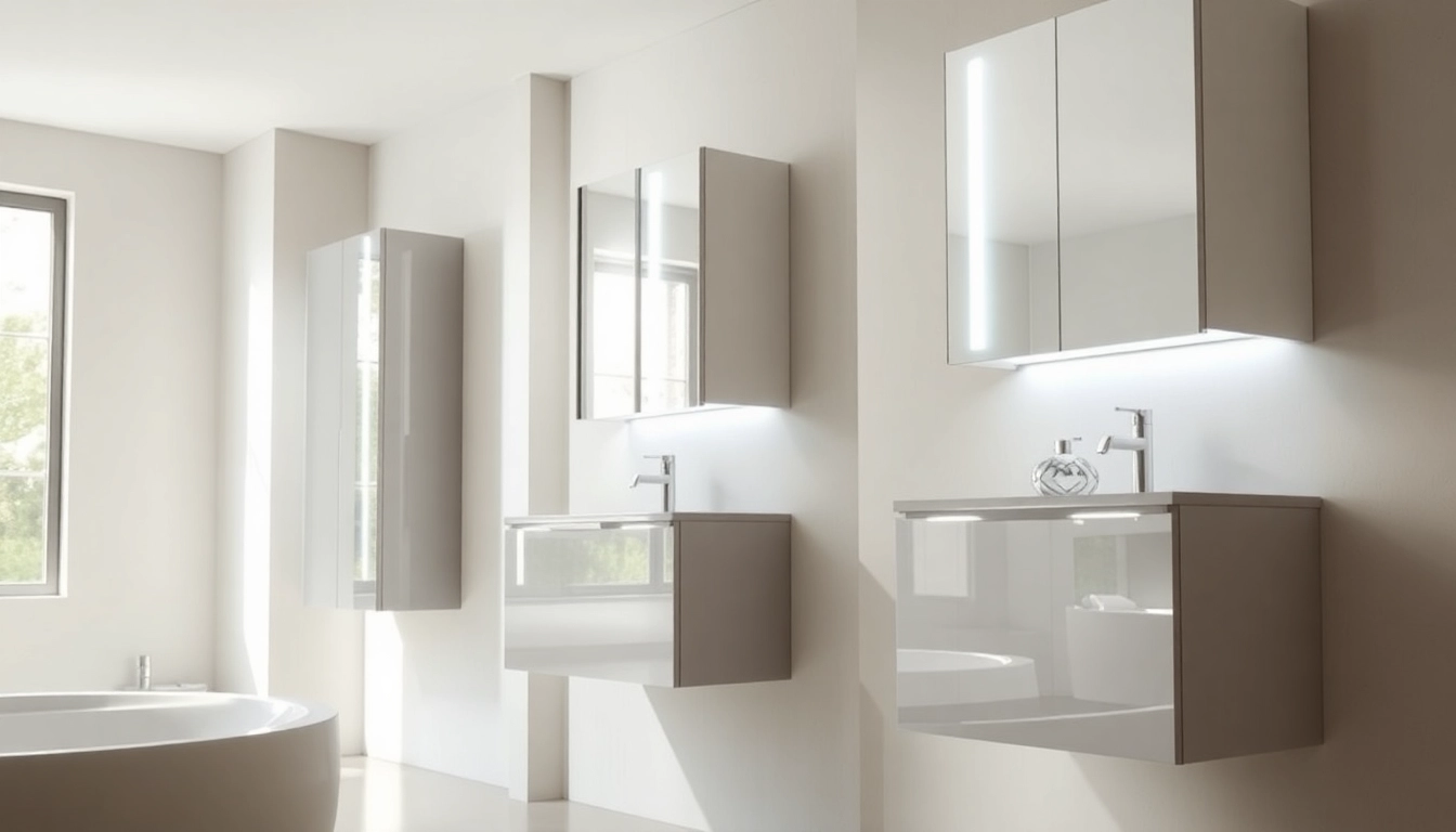 Enhance your space with illuminated bathroom cabinets featuring sleek design and integrated LED lighting.