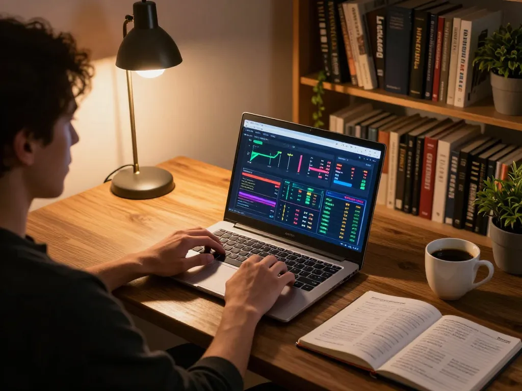 Player engaging with YowesJP online gambling platform, analyzing strategies at home.