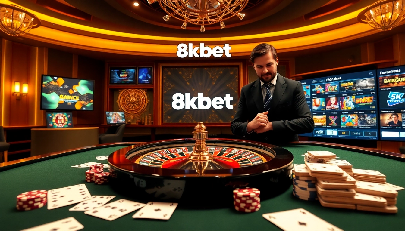 Experience thrilling gameplay at 8kbet with dynamic casino elements featuring roulette and poker.