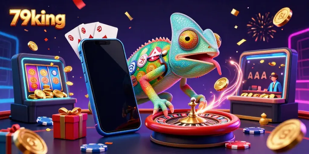 Interact with the colorful casino experience at 79king while winning gold coins and prizes.