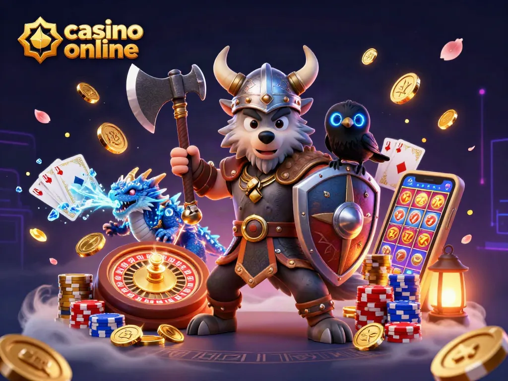 Disfruta de la emoción del casino online con un guerrero vikingo y dragón en un entorno lleno de acción.