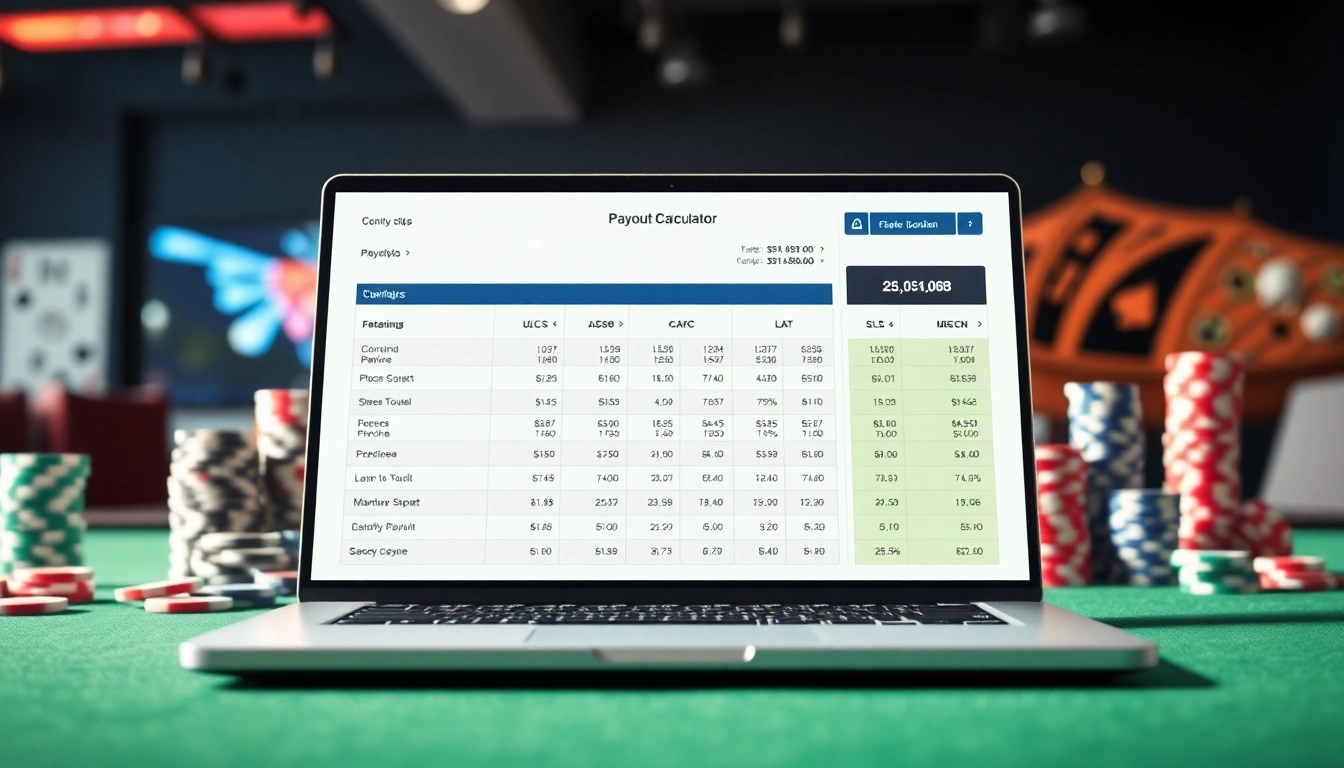 Calculate precise gaming payouts using the Casino Payout Calculator on a sleek laptop interface.