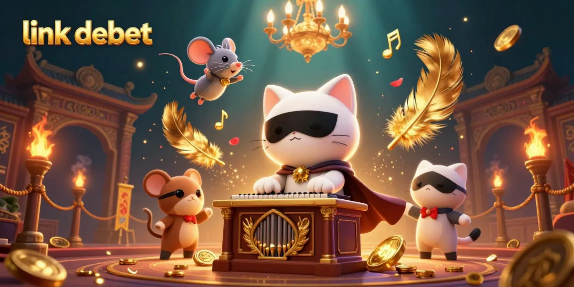 Experience excitement with link debet as the 3D phantom cat showcases a vibrant casino scene.