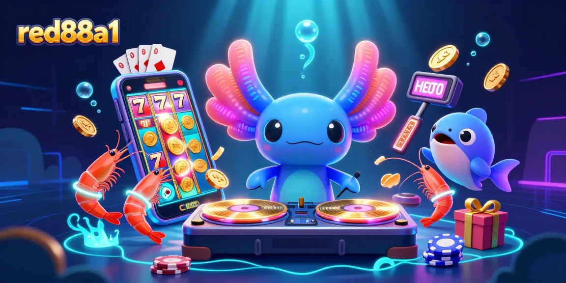 Play slots at red88a1, enjoyed with colorful characters and vibrant casino elements.