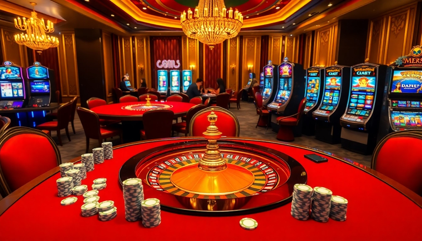 Exciting gameplay scene featuring free credit 918kiss with poker chips and vibrant slot machines.