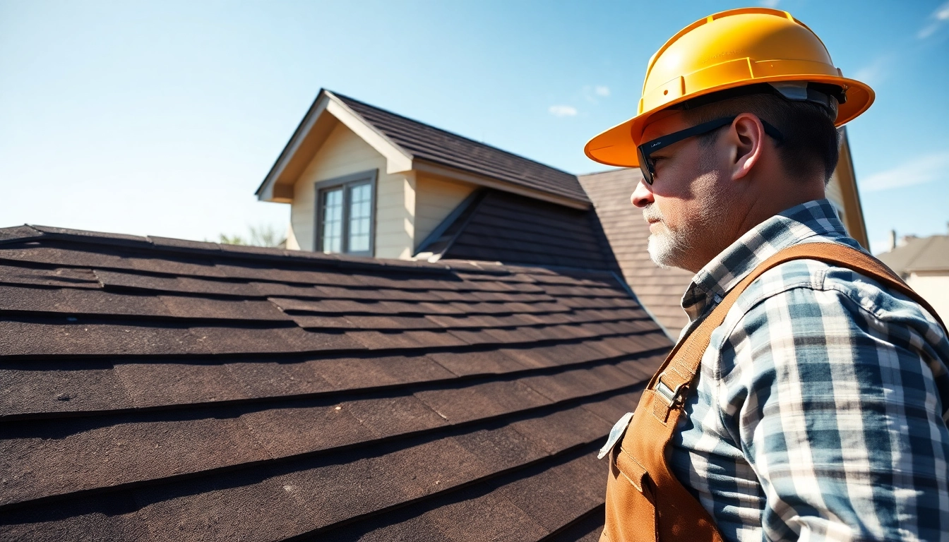Skilled roofer showcasing craftsmanship on a roof by a trustworthy Roofing company.