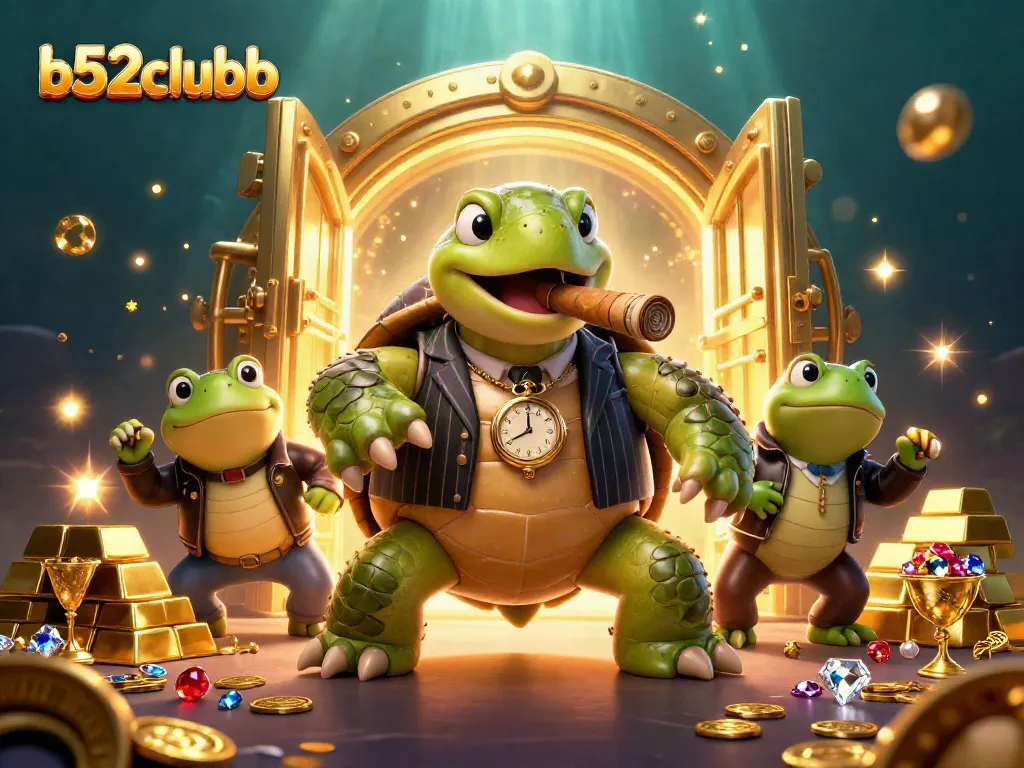 Experience thrilling gameplay with b52clubb's cartoon turtle mobster guarding gold treasures.
