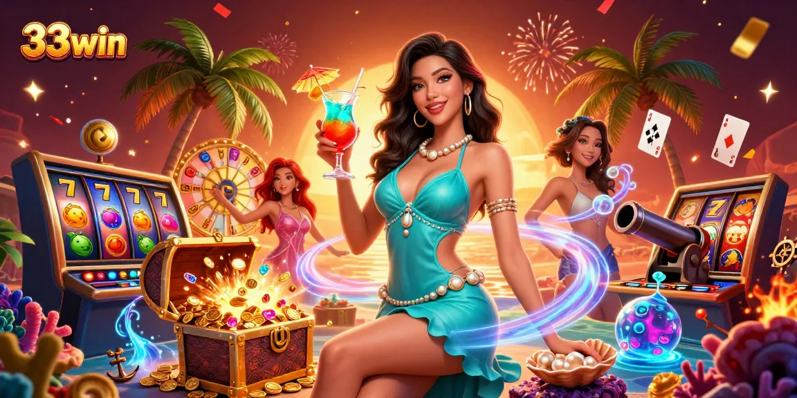 Experience thrilling slots and jackpots at 33win's vibrant tropical casino.