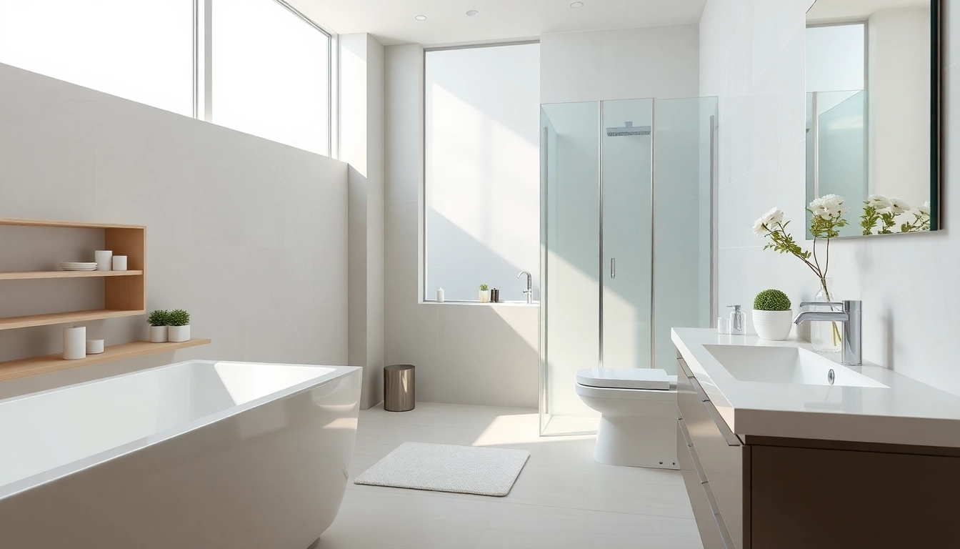 Innenansicht einer modernen Badezimmerinstallation mit sonni sanitär Produkten und eleganten Designelementen.