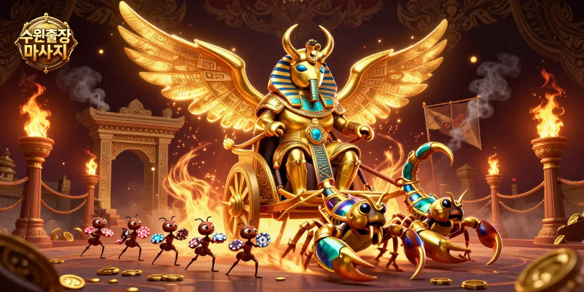 Engage in thrilling 수원출장마사지 experiences with a dynamic scene featuring a chariot and golden elements.