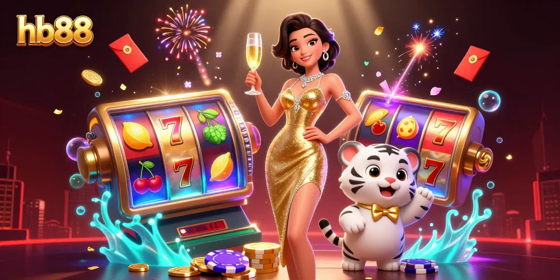 Experience the thrill of hb88 with a glamorous casino scene full of vibrant slot reels and lucky charms.