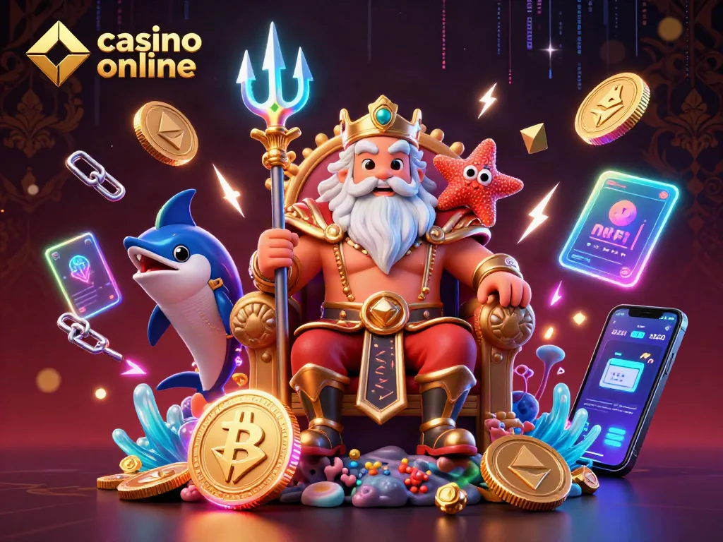 Descubre los mejores casinos online mientras juegas con los personajes de un rey del mar en un entorno vibrante.