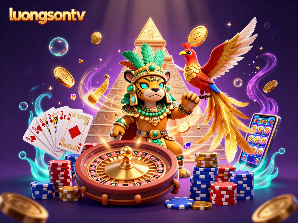 Experience immersive gambling excitement with luongsontv's vibrant 3D casino scene featuring dynamic gameplay elements.