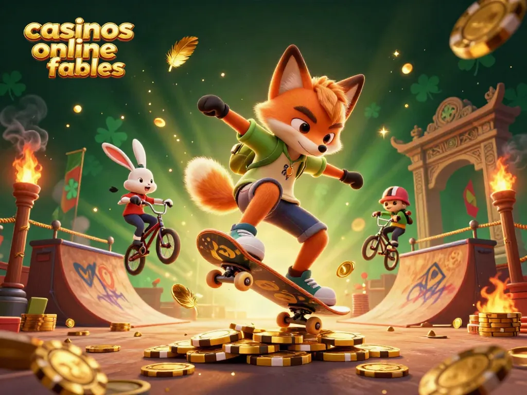 Jugando en casinos online fiables con un zorro y un conejo en una escena vibrante.