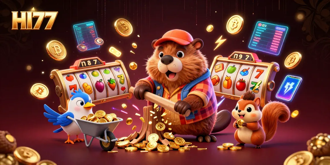 Experience thrilling games at HI77 with a vibrant casino-themed illustration showcasing fun, excitement, and winning possibilities.