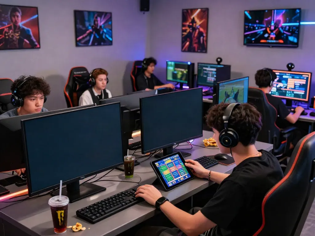 ku88 gaming experience featuring engaged players analyzing sports betting and enjoying slot games.