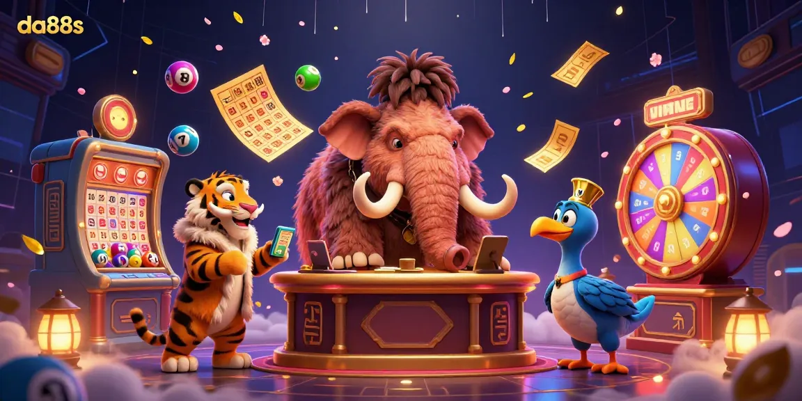 Experience da88s excitement with a vibrant casino scene featuring unique characters and dynamic gaming elements.