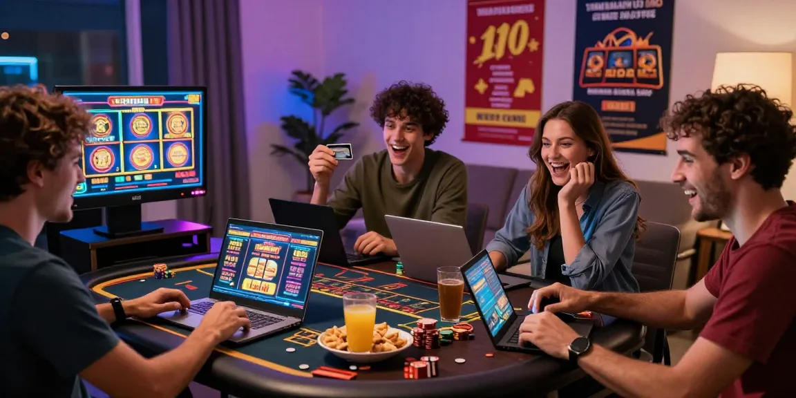 Friends enjoying credit card casino games at home, showcasing excitement and vibrant promotions at https://southsomersetenvironment.co.uk/.