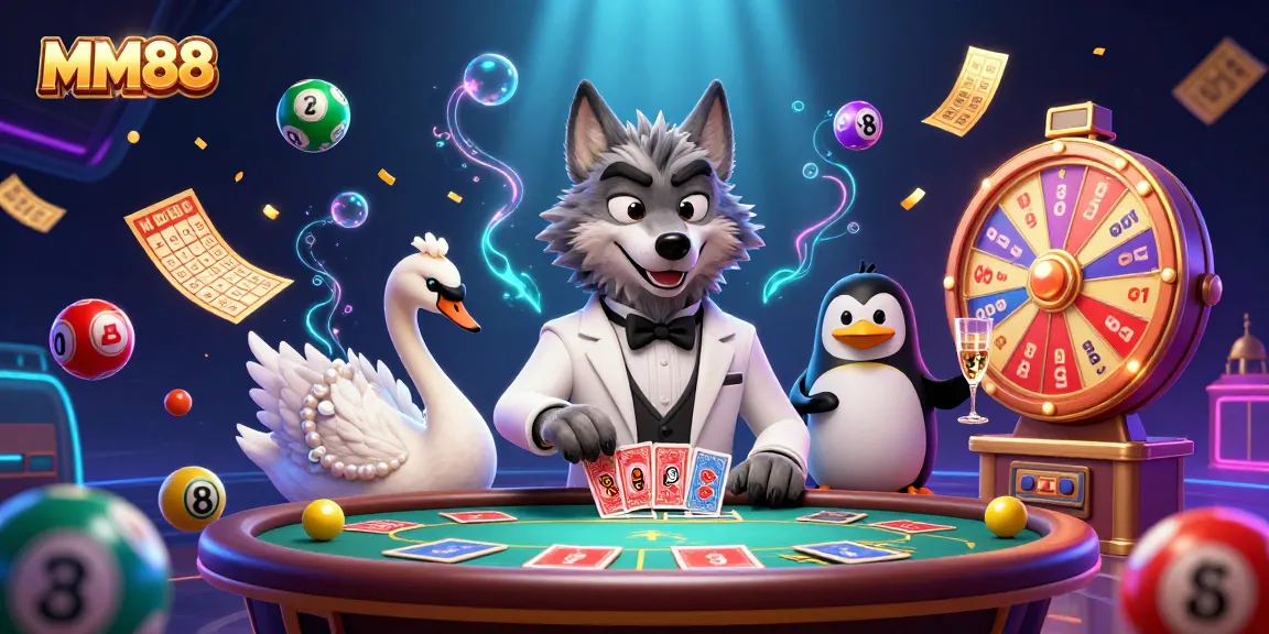 Experience MM88's vibrant casino world with exciting games and engaging characters in a dynamic scene.