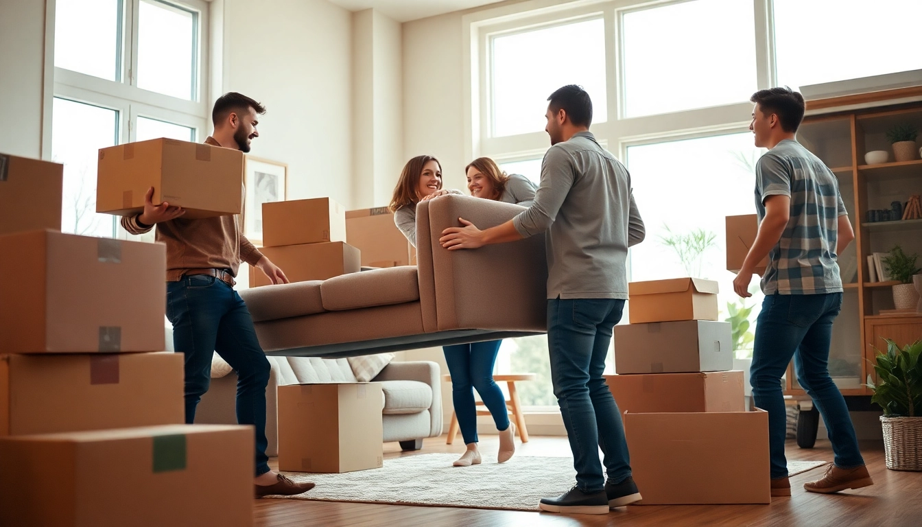 Calgary movers helping a family during a house move, showcasing teamwork and professionalism.